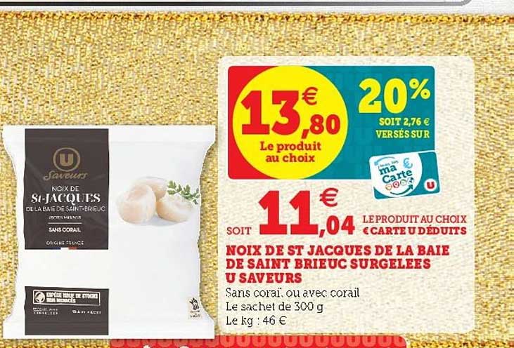 noix de st jacques de la baie de saint brieuc surgelées u saveurs