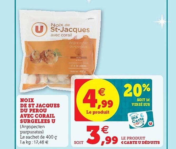 noix de st jacques du perou avec corail surgelées u