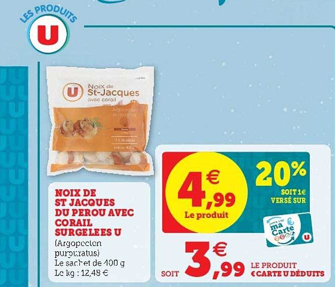 noix de st jacques du perou avec corail surgelées u