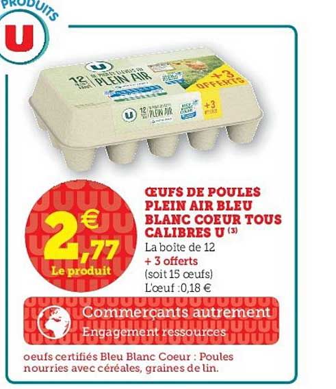œufs de poules plein air bleu blanc cœur tous calibres u