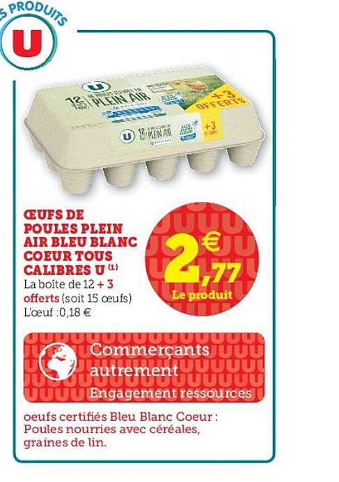œufs de poules plein air bleu blanc cœur tous calibres u