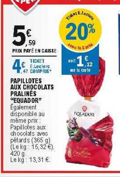papillotes aux chocolats pralinés "equador"