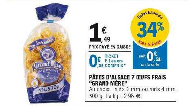 pâtes d'alsace 7 œufs frais "grand mère"