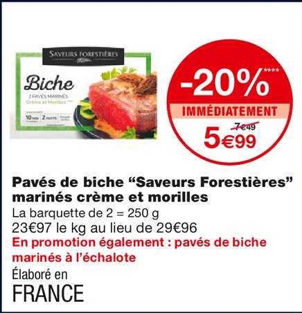 pavés de biche "saveurs forestières" marinés crème et morilles