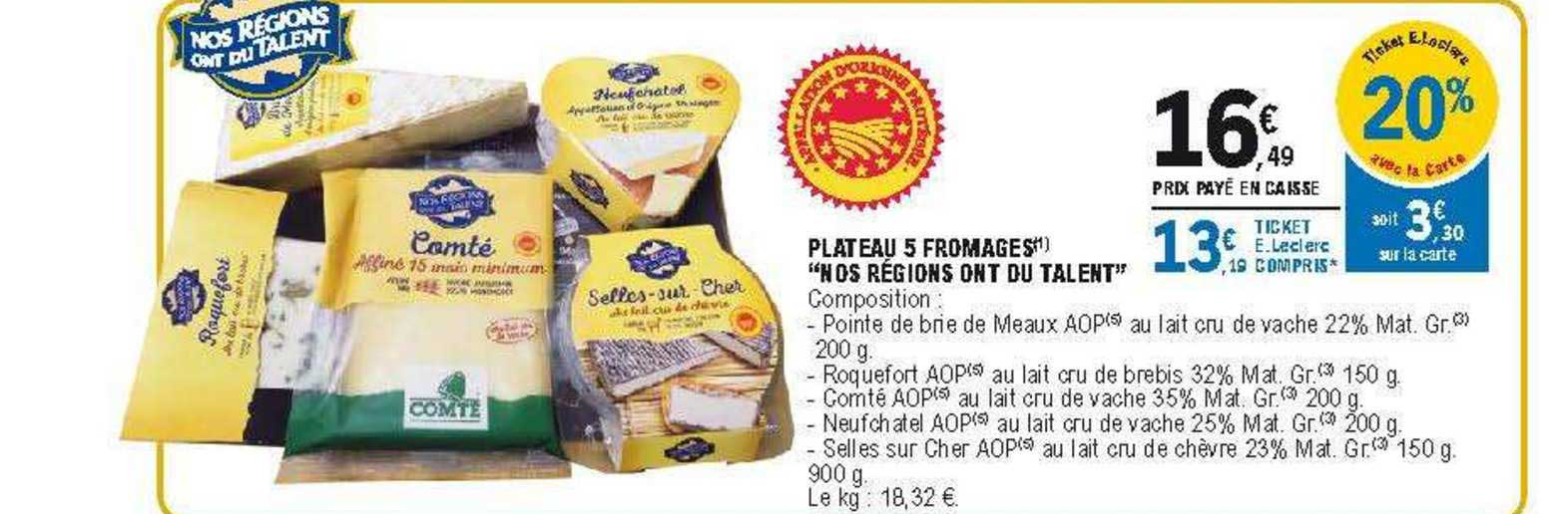 Plateau 5 Fromages "nos Régions Ont Du Talent"