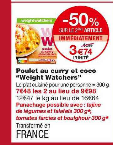 poulet au curry et coco "weight watchers"