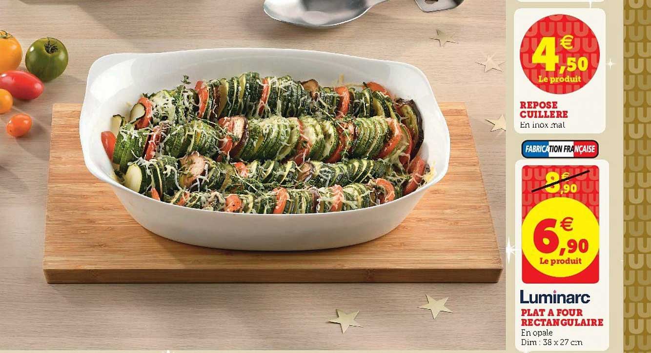 repose cuillère, plat à four rectangulaire luminarc