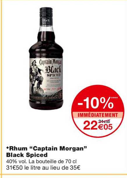 rhum captain morgan black spiced -10% immédiatement