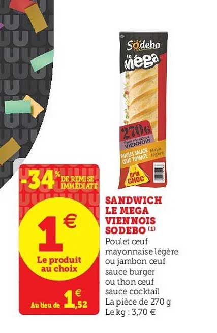 Sandwich Le Mega Viennois Sodebo