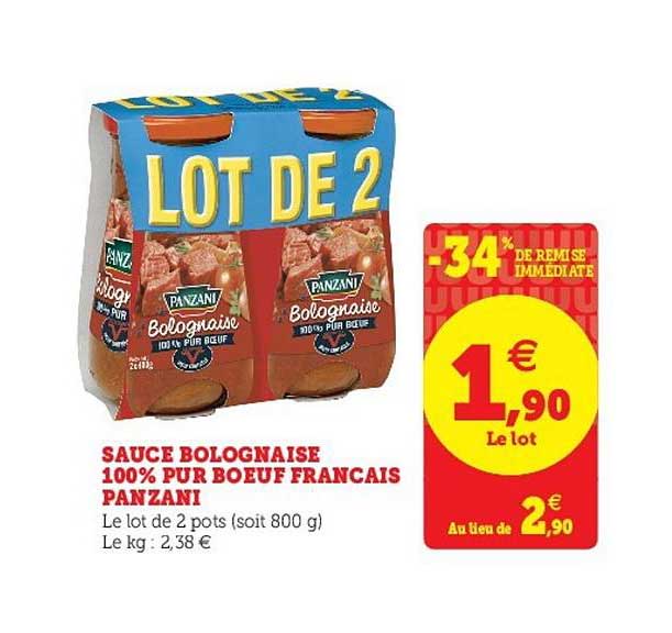 Sauce Bolognaise 100% Pur Bœuf Français Panzani