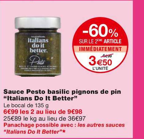 Sauce Pesto Basilic Pignons De Pin "italians Do It Better"
