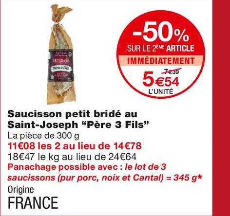 saucisson petit bridé au saint-joseph "père 3 fils"