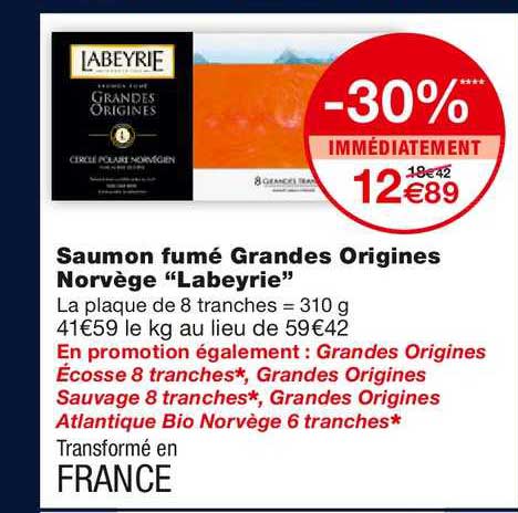 saumon fumé grandes origines norvège labeyrie