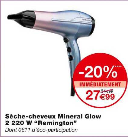 sèche-cheveux mineral glow 2 220 w "remington"