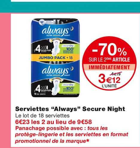 serviettes "always" secure night