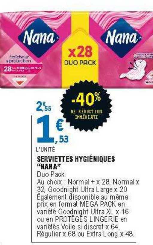 serviettes hygiéniques "nana"