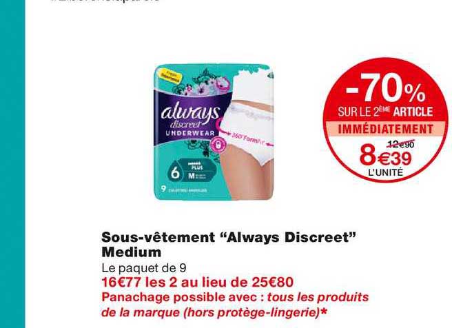 sous-vêtement "always discreet" medium