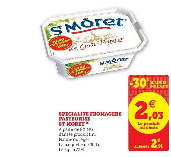 spécialité fromagère pasteurisé st môret