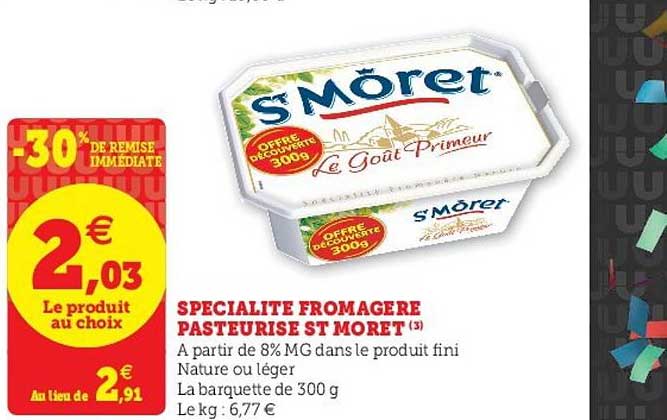 spécialité fromagère pasteurisé st moret