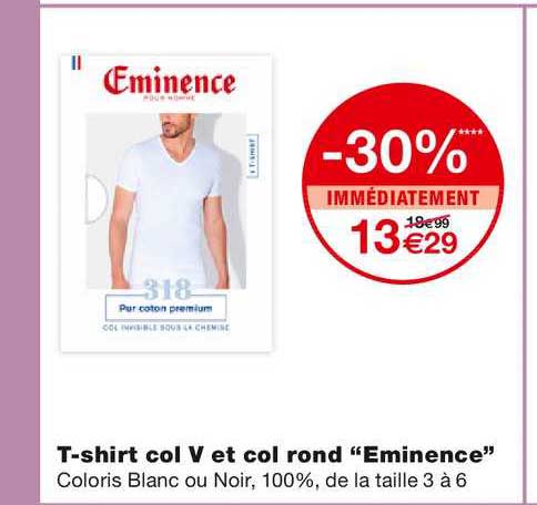 t-shirt col v et col rond "eminence"