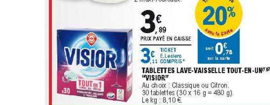 tablettes lave-vaisselle tout-en-un "visior"