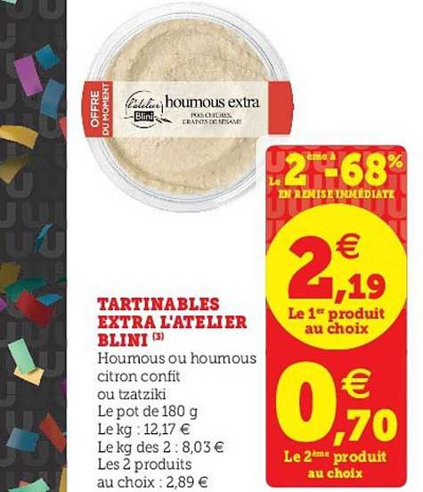 tartinables extra l'atelier blini le 2ème à -68% en remise immédiate