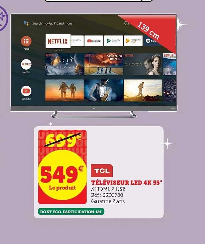 Téléviseur Led 4k 55" Tcl