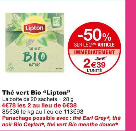 Thé Vert Bio "lipton"