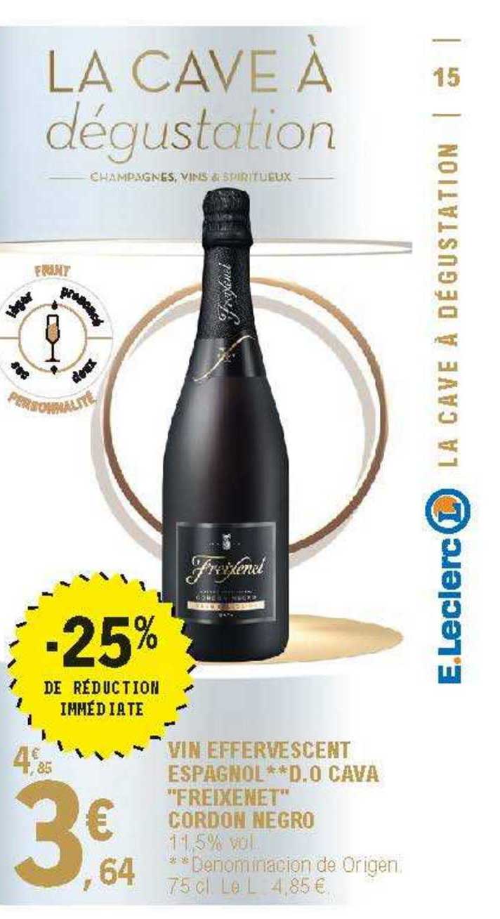 vin effervescent espagnol d.o. cava "freixenet" cordon negro -25% de réduction immédiate