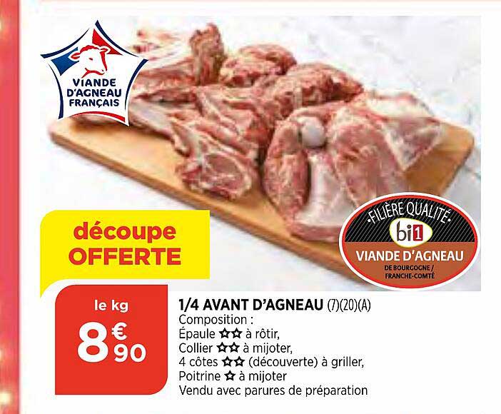 1-4 avant d'agneau