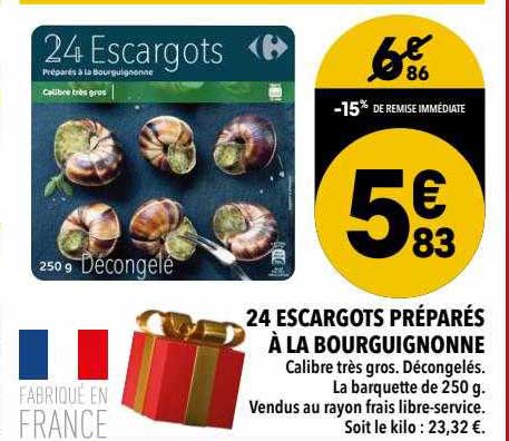 24 escargots préparés à la bourguignonne