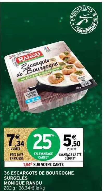 36 escargots de bourgogne surgelés monique ranou