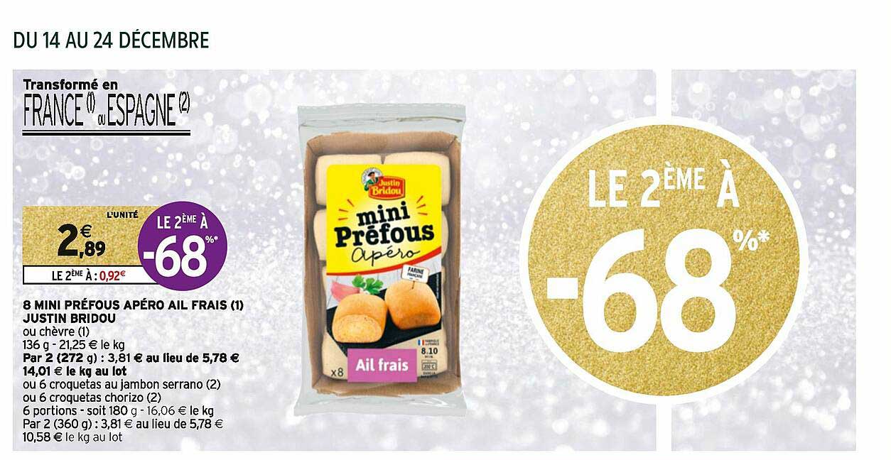 8 mini préfous apéro ail frais justin bridou