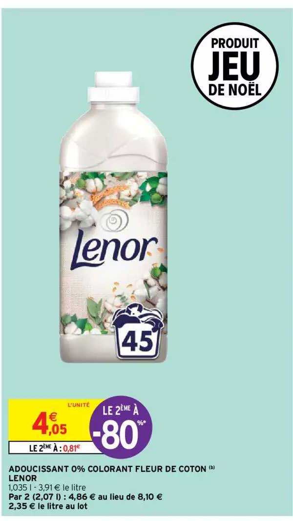 adoucissant 0% colorant fleur de coton lenor
