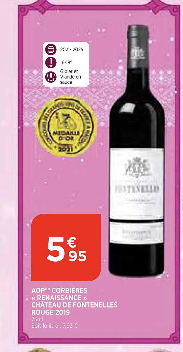 Aop Corbières «renaissance» Château De Fontenelles Rouge 2019