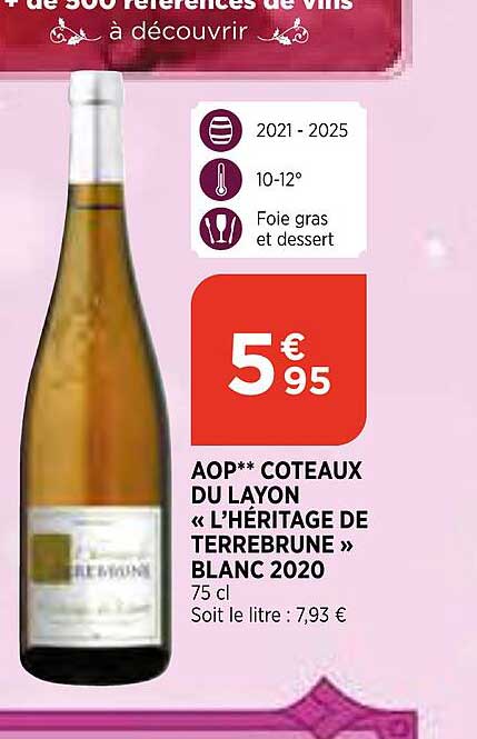 aop coteaux du layon «l'héritage de terrebrune» blanc 2020