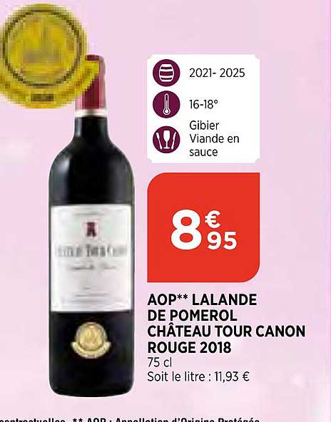 aop lalande de pomerol château tour canon rouge 2018
