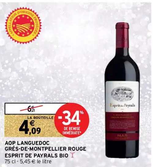 aop languedoc grés-de-montpellier rouge esprit de payrals bio