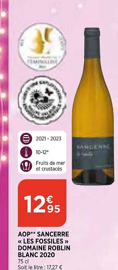 aop sancerre «les fossiles» domaine roblin blanc 2020