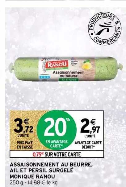 assaisonnement au beurre, ail et persil surgelé monique ranou