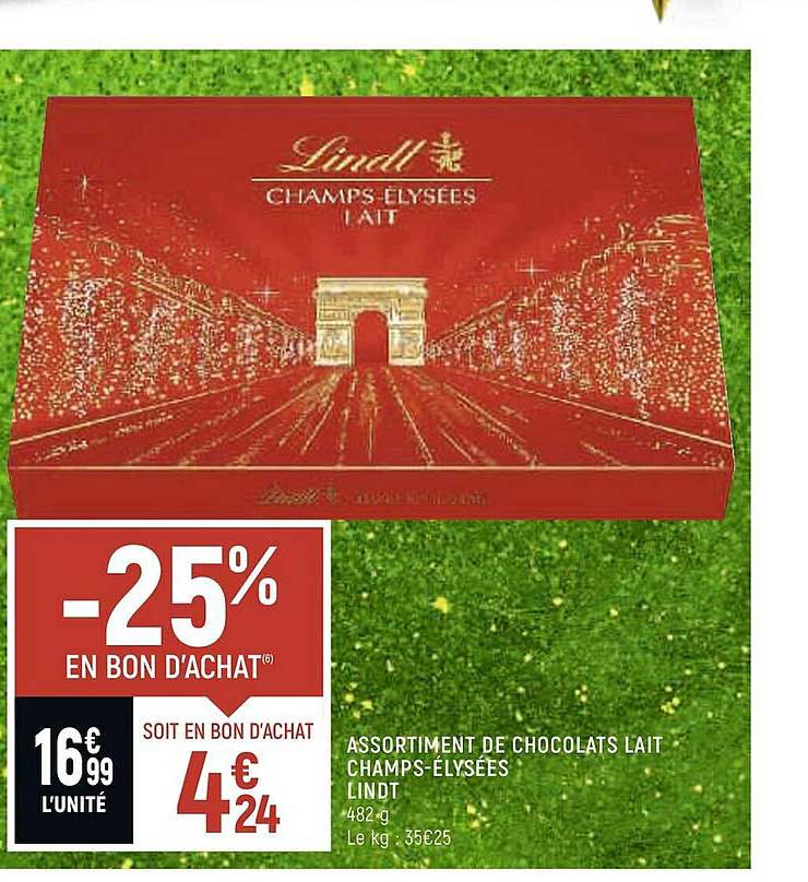 assortiment de chocolats lait champs-élysées lindt