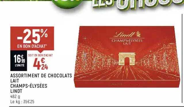 assortiment de chocolats lait champs-élysées lindt