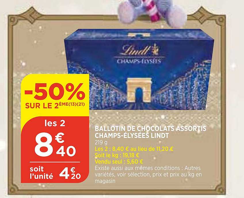 ballotin de chocolats assortis champs-élysées lindt