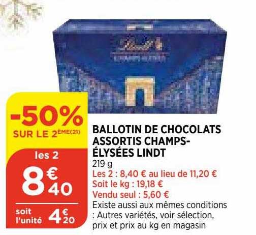 ballotin de chocolats assortis champs-élysées lindt