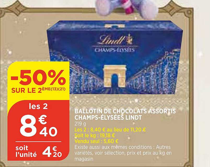 ballotin de chocolats assortis champs-élysées lindt