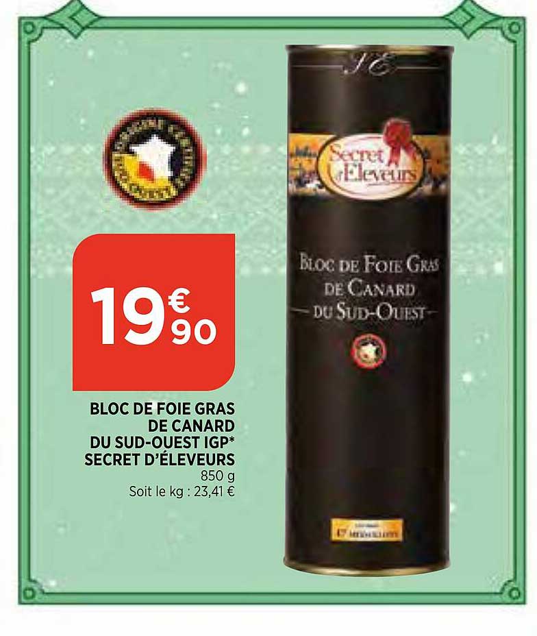 bloc de foie gras de caanrd du sud-ouest igp secret d'éleveurs