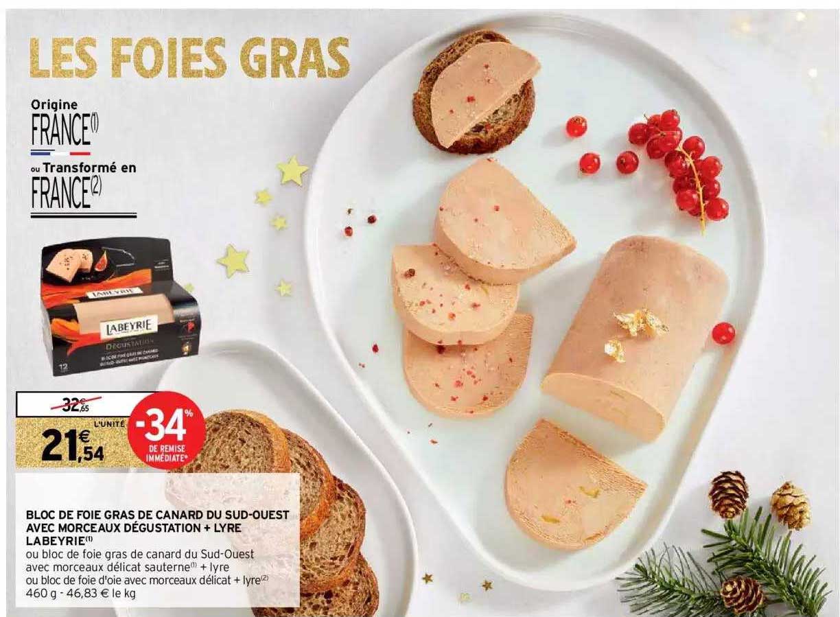 bloc de foie gras de canard du sud-ouest avec morceaux dégustation + lyre labeyrie