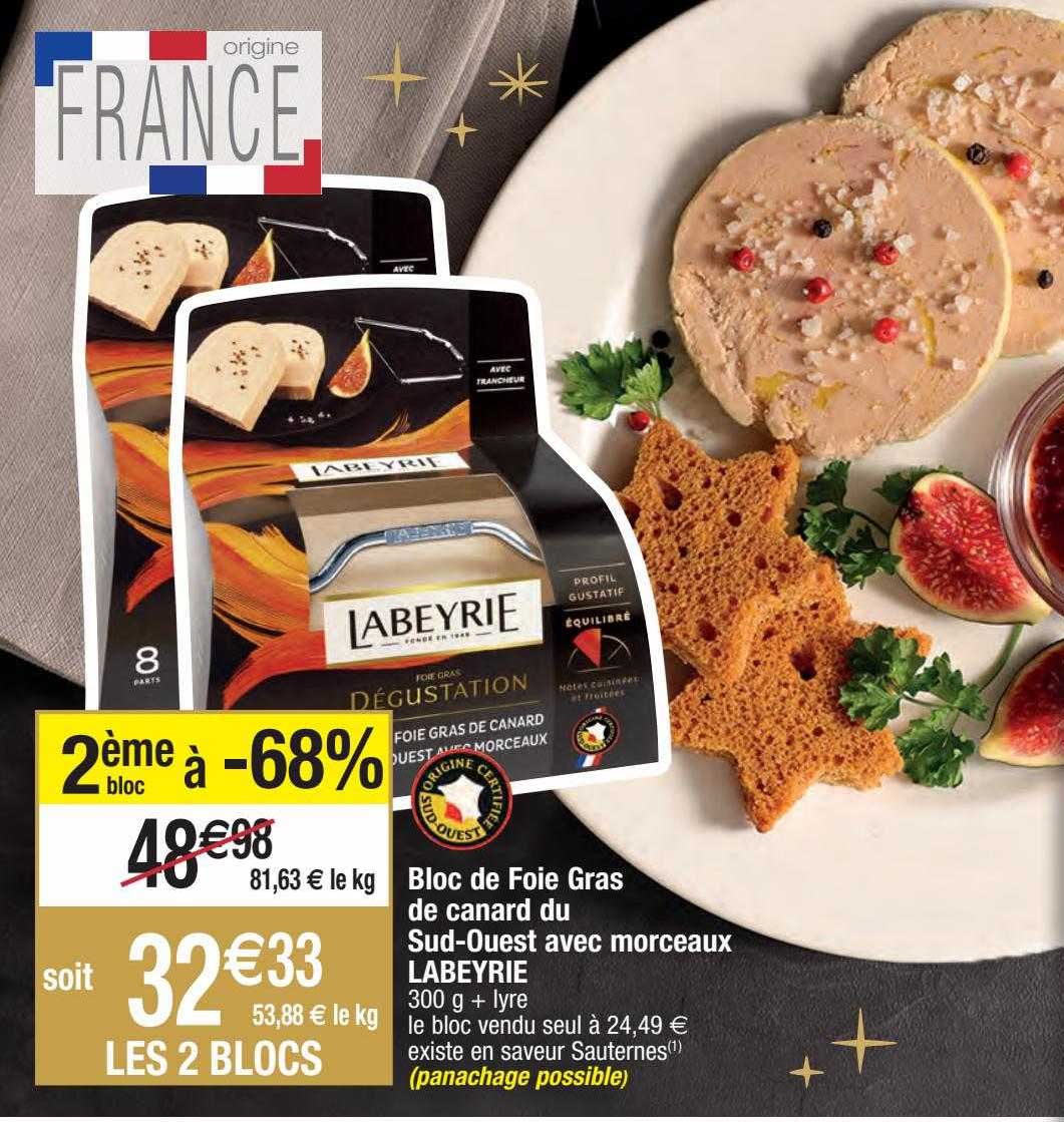 bloc de foie gras de canard du sud-ouest avec morceaux labeyrie