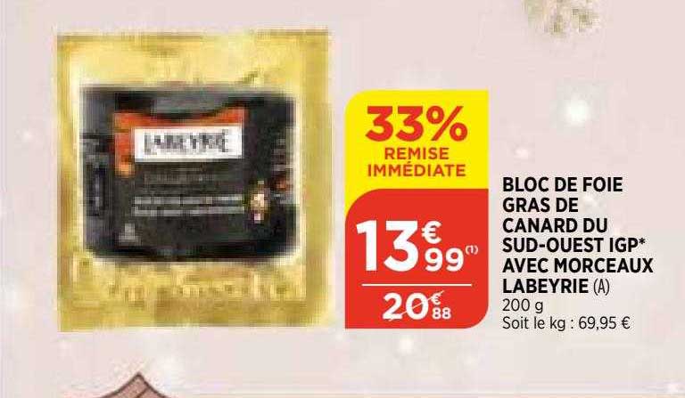 bloc de foie gras de canard du sud-ouest igp avec morceaux labeyrie