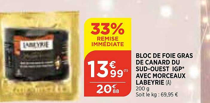 bloc de foie gras de canard du sud-ouest igp avec morceaux labeyrie